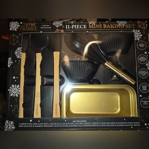 NWT THYME & TABLE 11 Piece Mini Baking Set, Black & Gold, Festive Collection